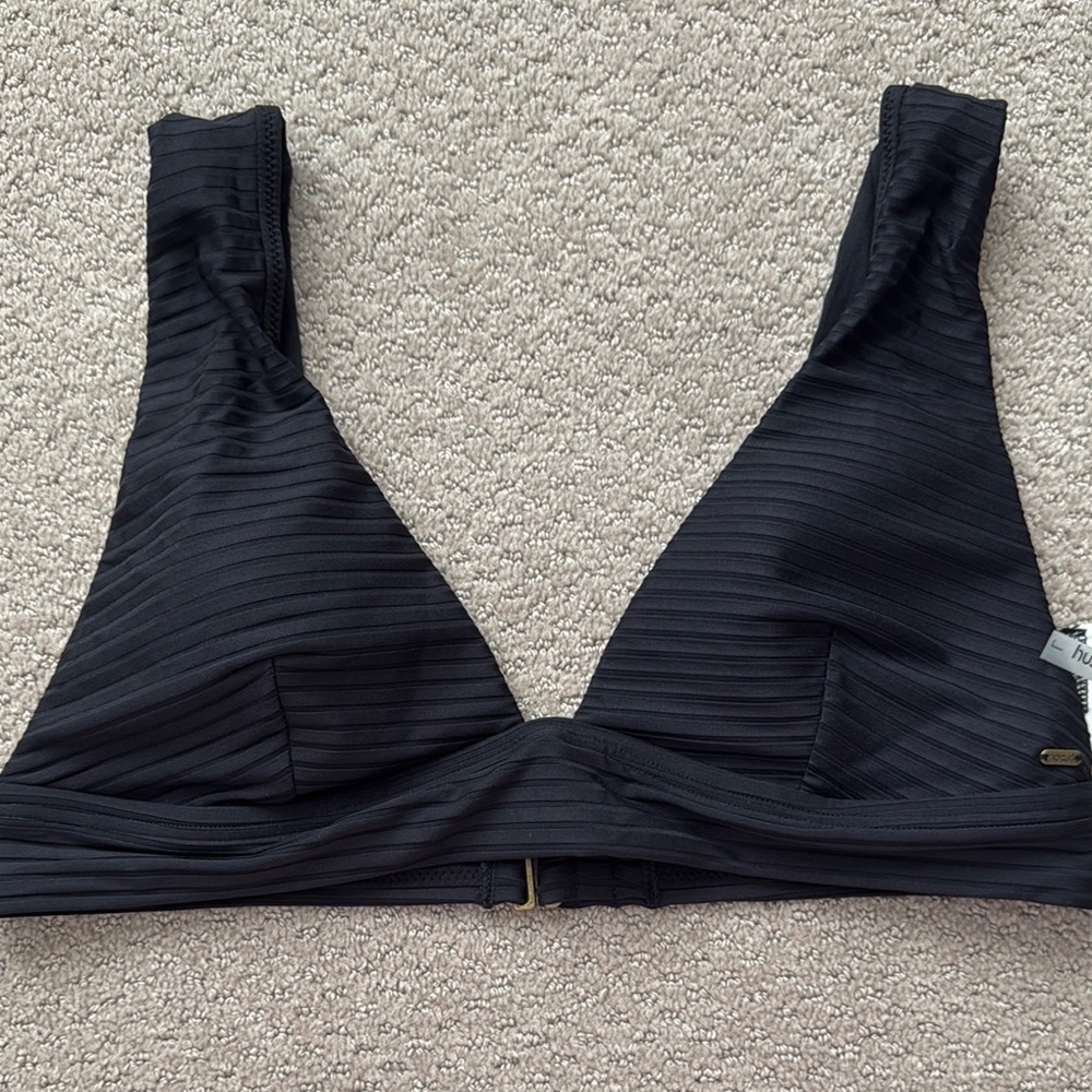Black Ribbed Women's bikini top